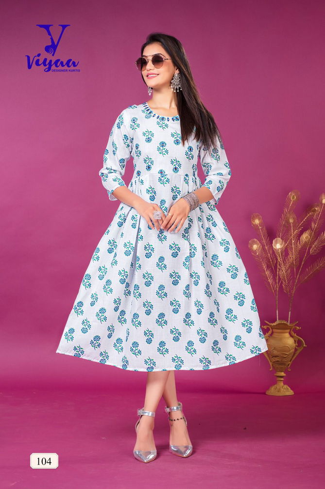 Viyaa Kit Kat Printed Cotton Anarakali Kurti Catalog
